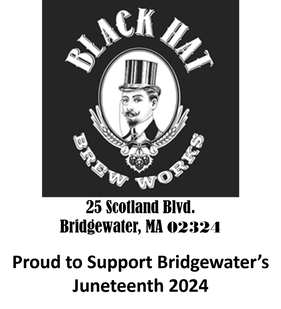 Black Hat Brew Works Logo plus Location: 25 Scotland Blvd., Bridgewater, MA 02324 and the text 