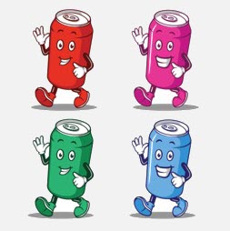 Colorful Soda cans. Courtesy Vectors by Vecteezy